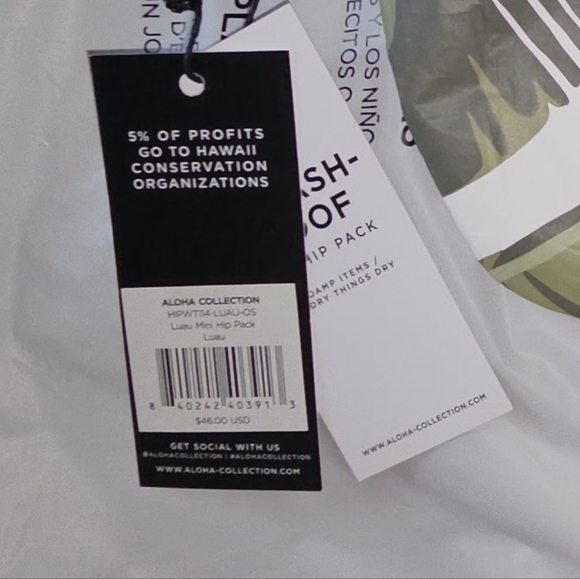 Aloha Collection Mini Hip Pack Green palm leaf Lū'au print - Picture 5 of 5